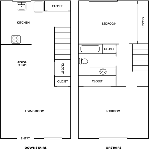 Escoshio Manor 2 Bed 1 Bath Townhome 858 SF